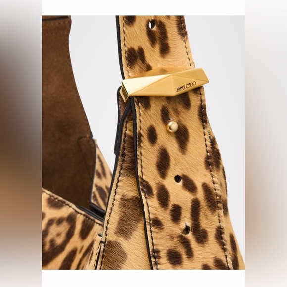 New Jimmy Choo Diamond Leopard Calf Hair Hobo Bag - Picture 4 of 6